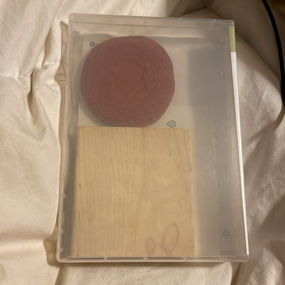 "WONDERFUL WREATH" Stampin' UP! NEW~WOOD unmounted-Christmas wreath 3" wide - Picture 2 of 2